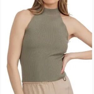 🔥 10 for $100 🔥 Mexx Ribbed knit mock neck tank olive green size small New